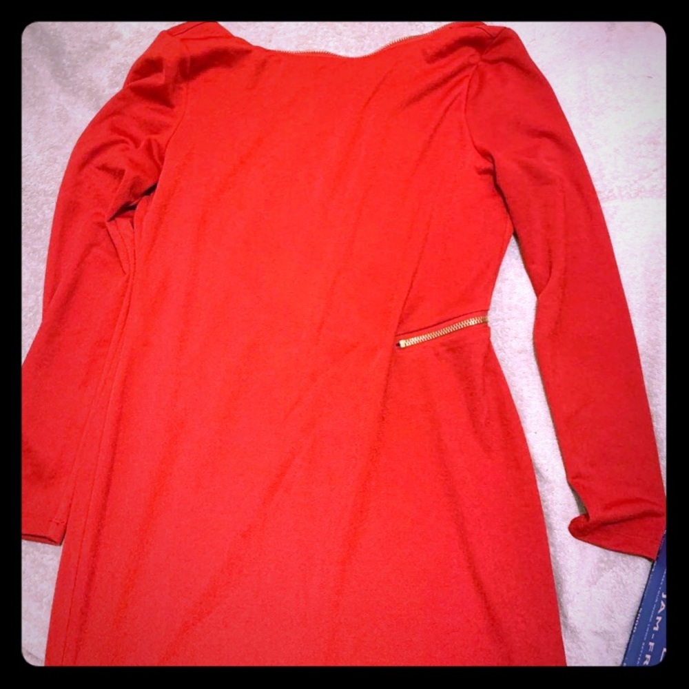 Red zipper mini dress